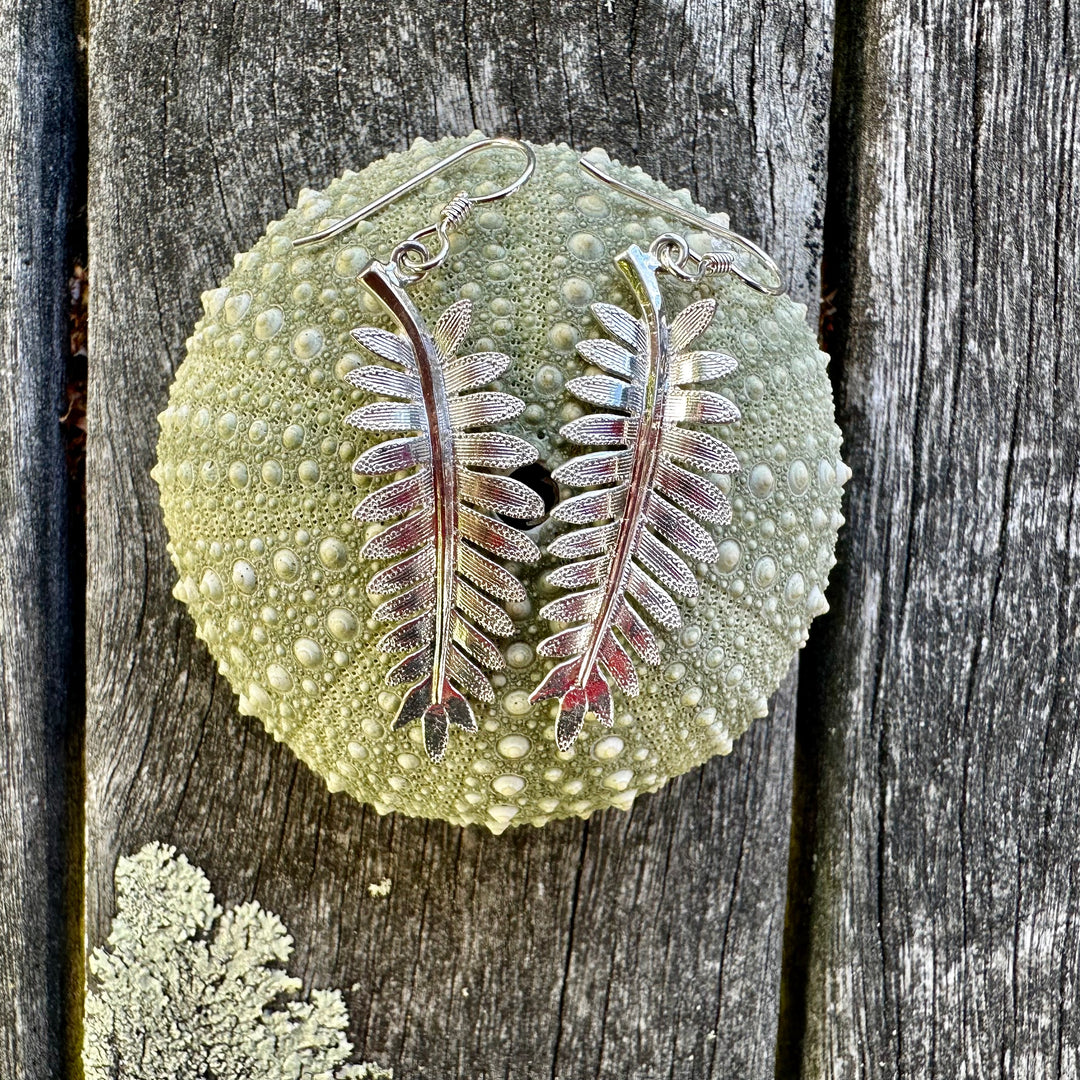 Silver fern earrings