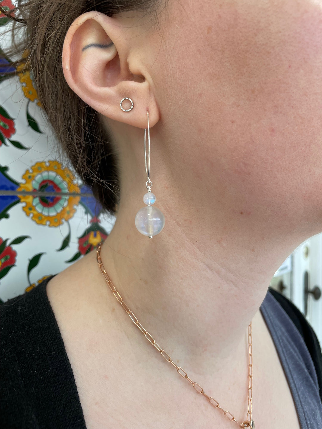 Rainbow moonstone earrings