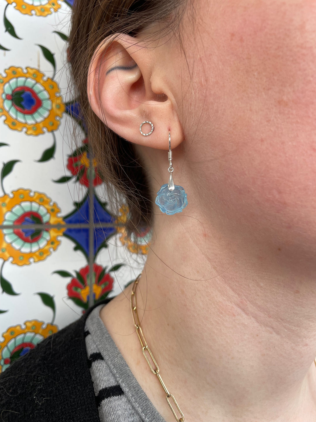 Blue flower earrings