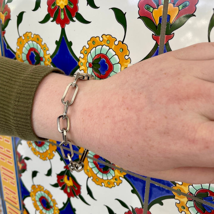 Heavy oxidised sterling silver bracelet