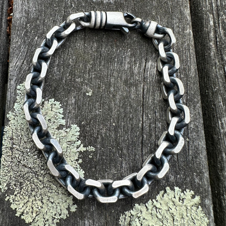 Gunmetal sterling silver heavy bracelet