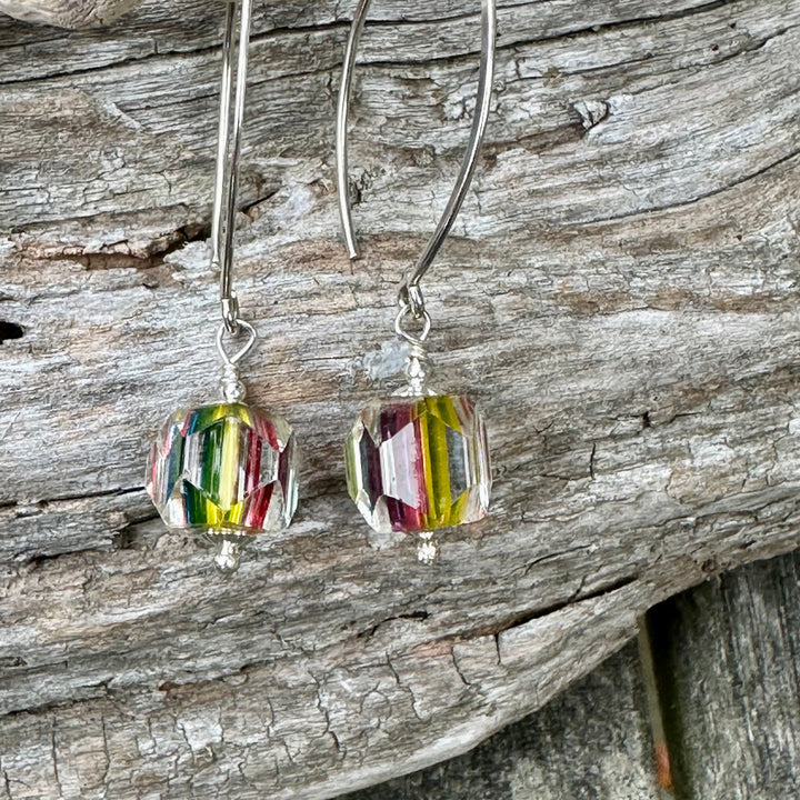 Vintage rainbow glass earrings