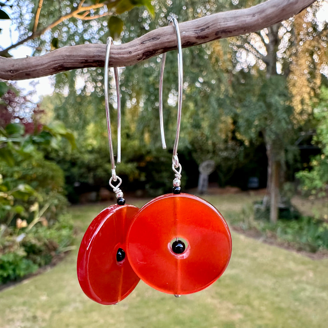 Carnelian disc earrings