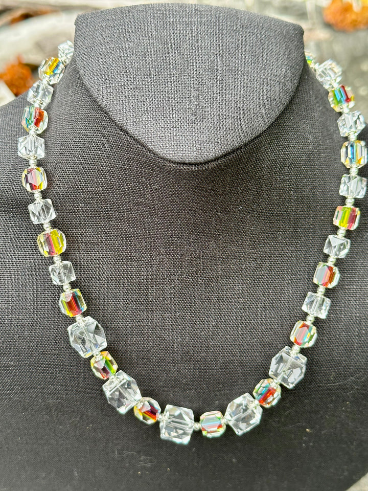 Vintage rainbow glass necklace