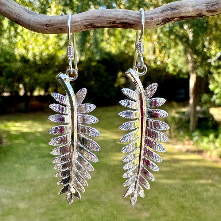 Silver fern earrings