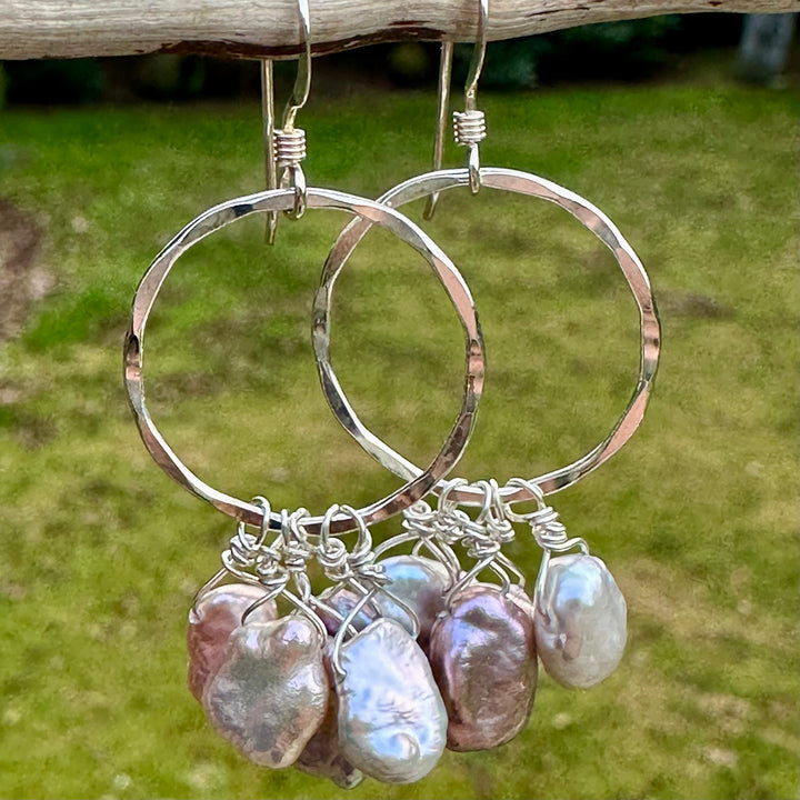 Pink keishi earrings