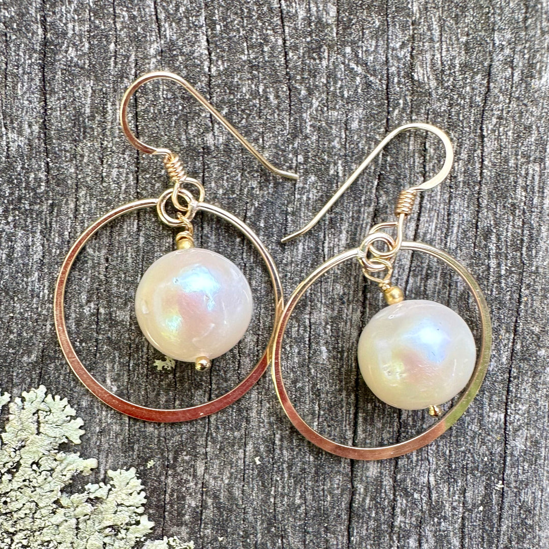 White freshwater pearl earrings