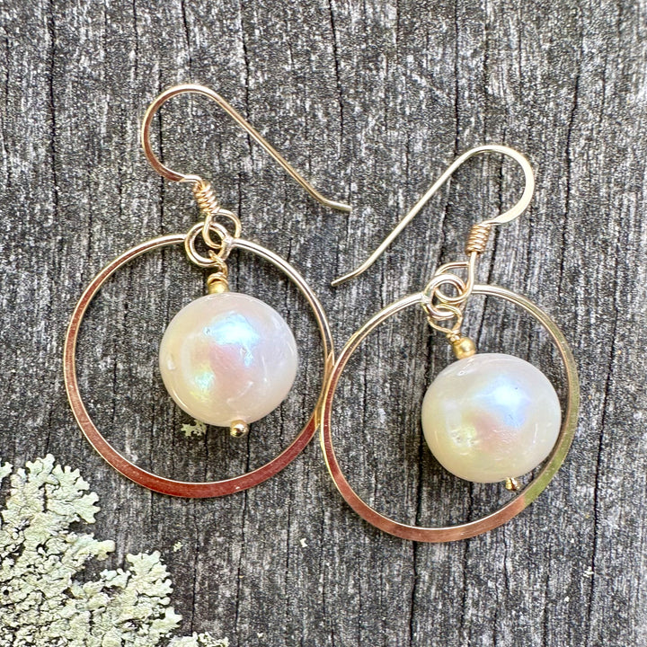 White freshwater pearl earrings