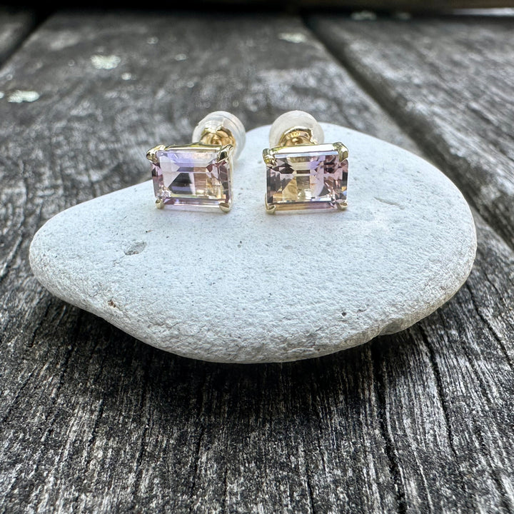 Bolivian ametrine studs