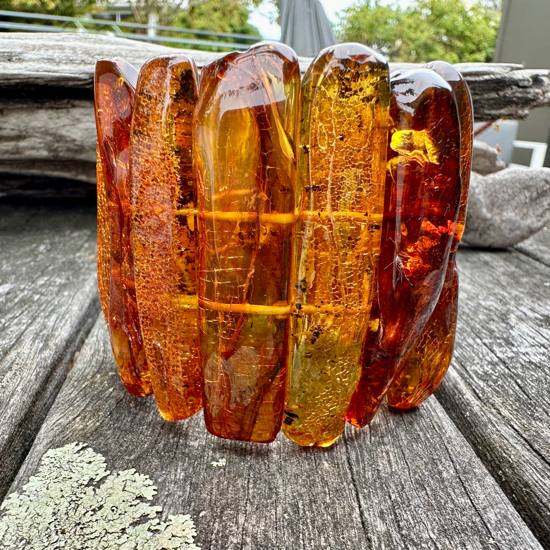 Cognac Baltic amber cuff bracelet