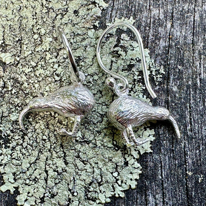 Sterling silver kiwi earrings