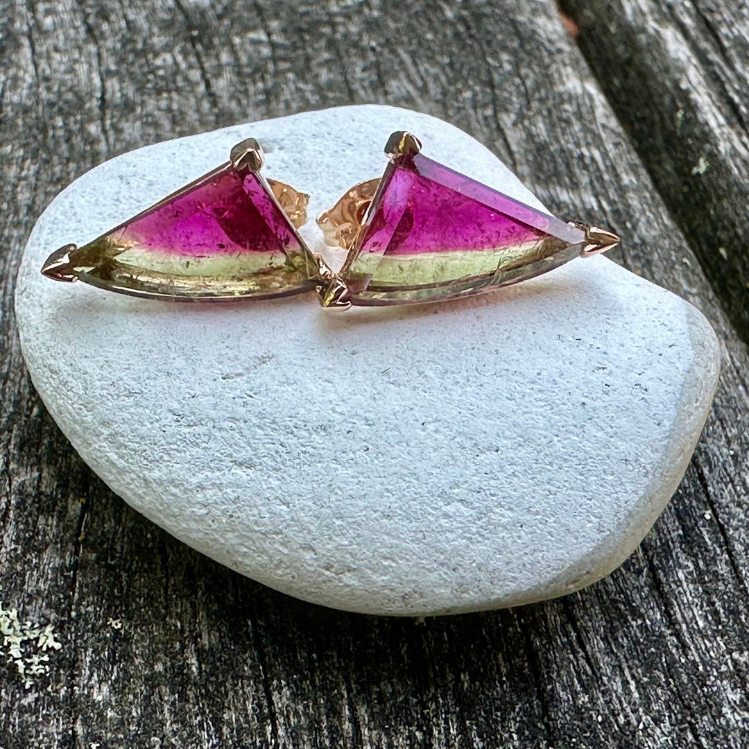 Brazilian watermelon tourmaline studs
