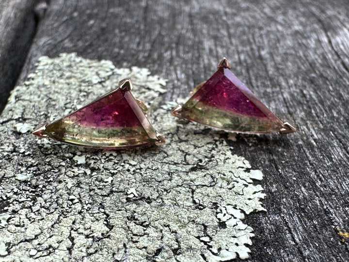 Brazilian watermelon tourmaline studs
