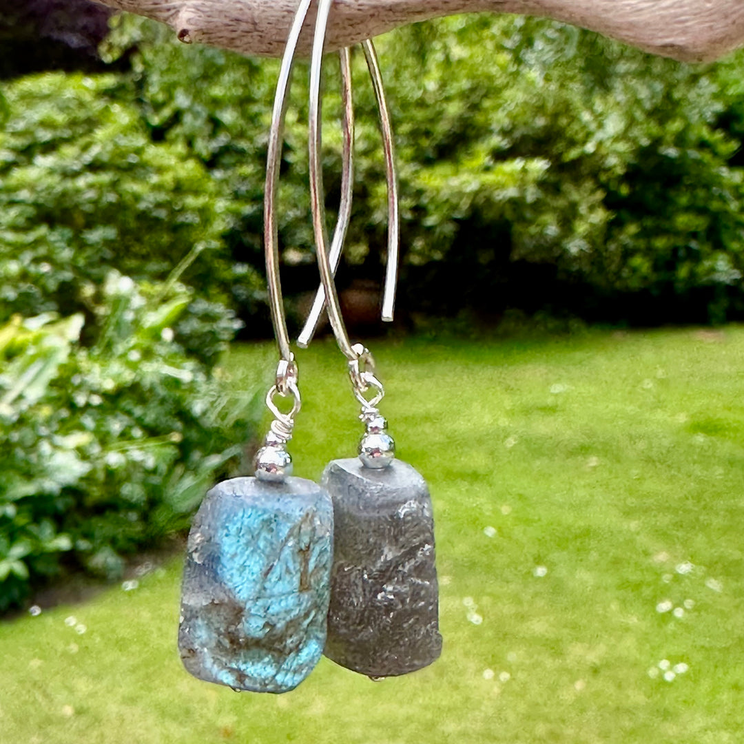 Labradorite chunk earrings