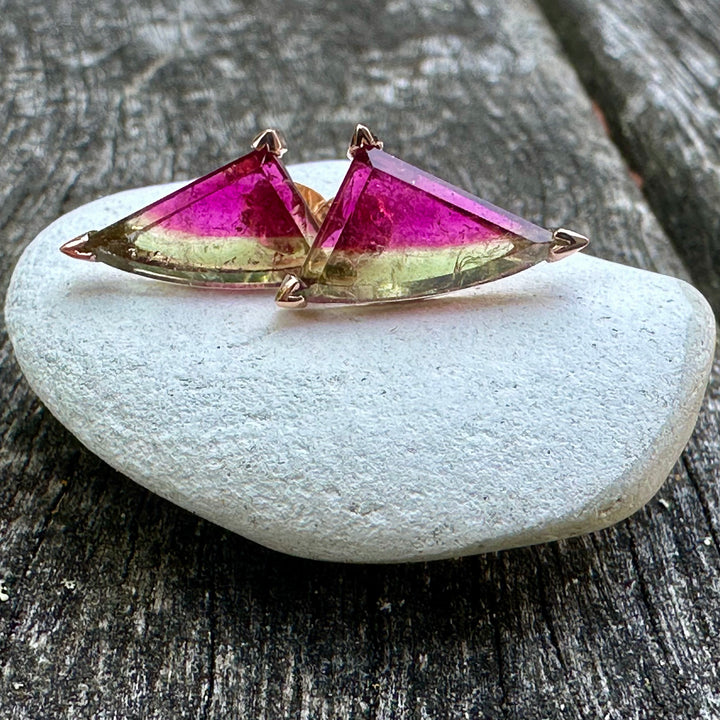 Brazilian watermelon tourmaline studs