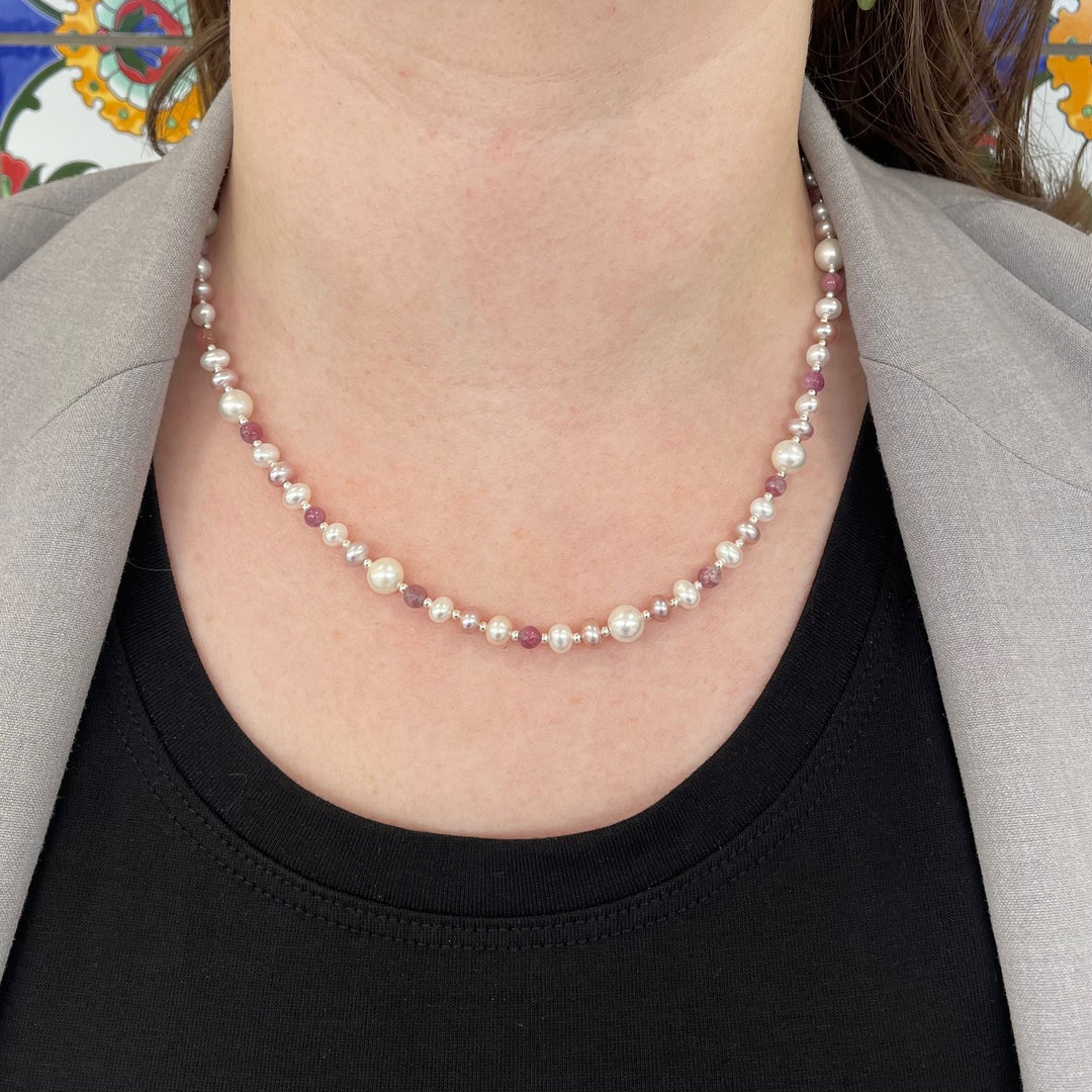 Freshwater pearl & tourmaline necklace