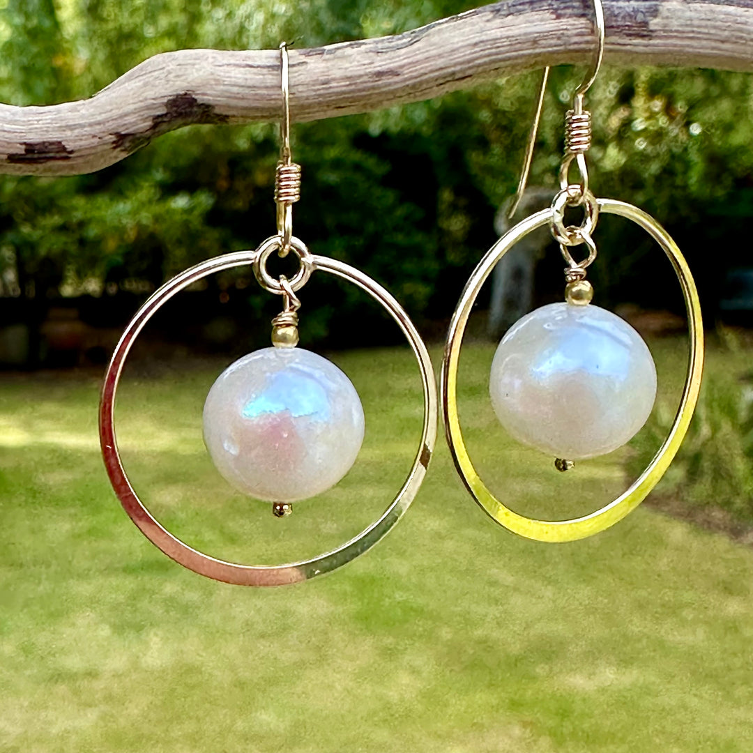 White freshwater pearl earrings