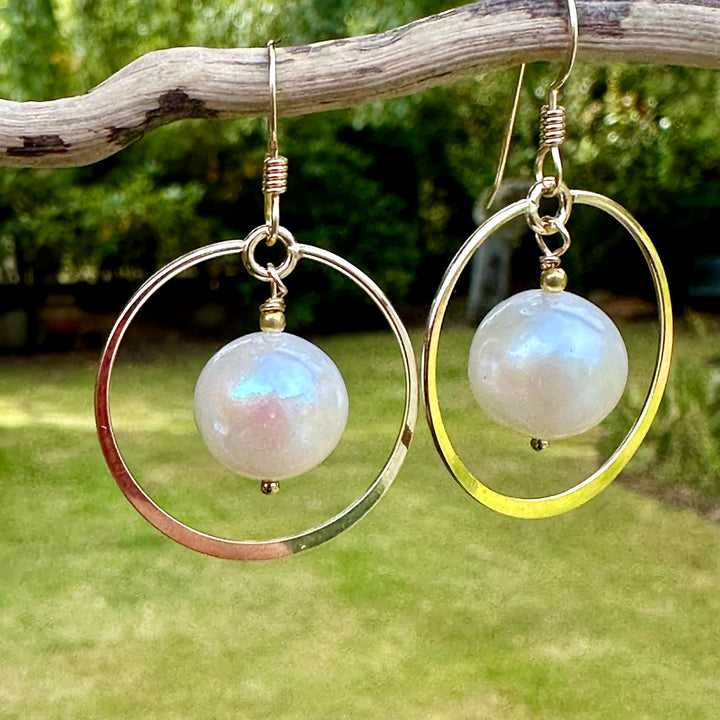 White freshwater pearl earrings