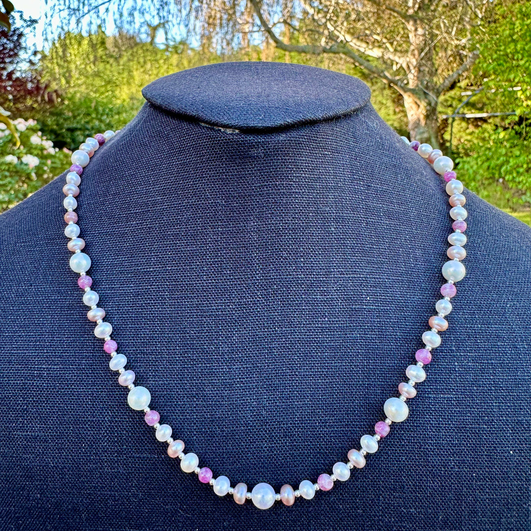 Freshwater pearl & tourmaline necklace
