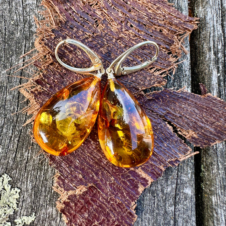Baltic amber drop earrings