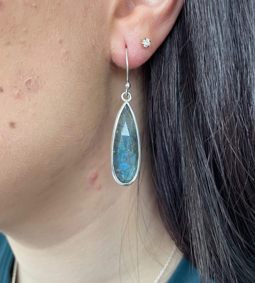 Faceted labradorite drop earrings
