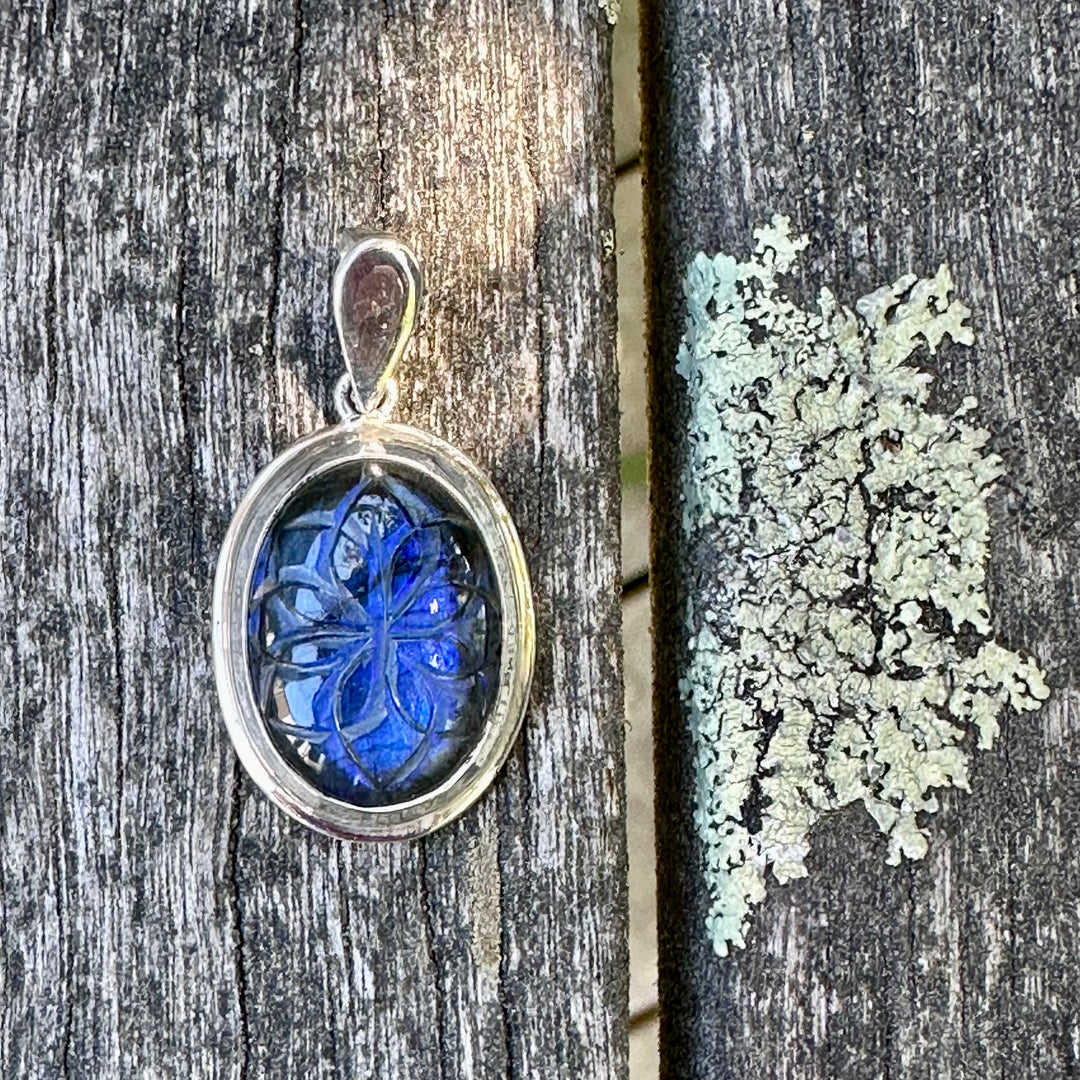 Carved labradorite pendant