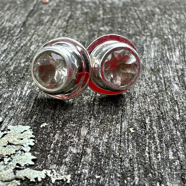 Prasiolite (green amethyst) studs
