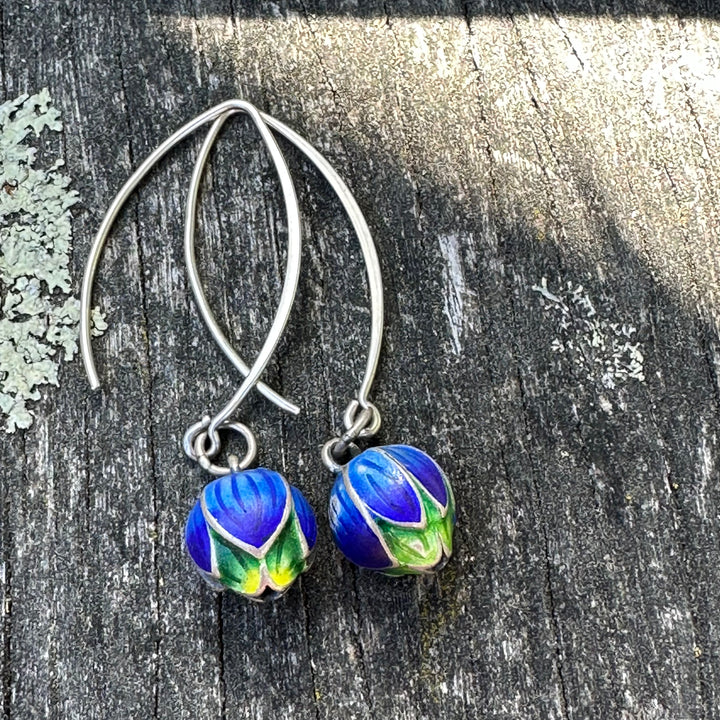 Enamel pod earrings