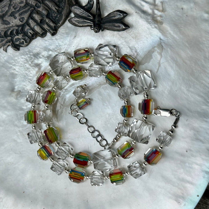Vintage rainbow glass necklace