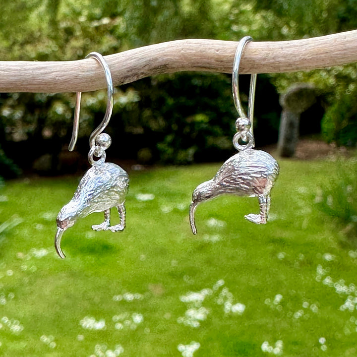 Sterling silver kiwi earrings