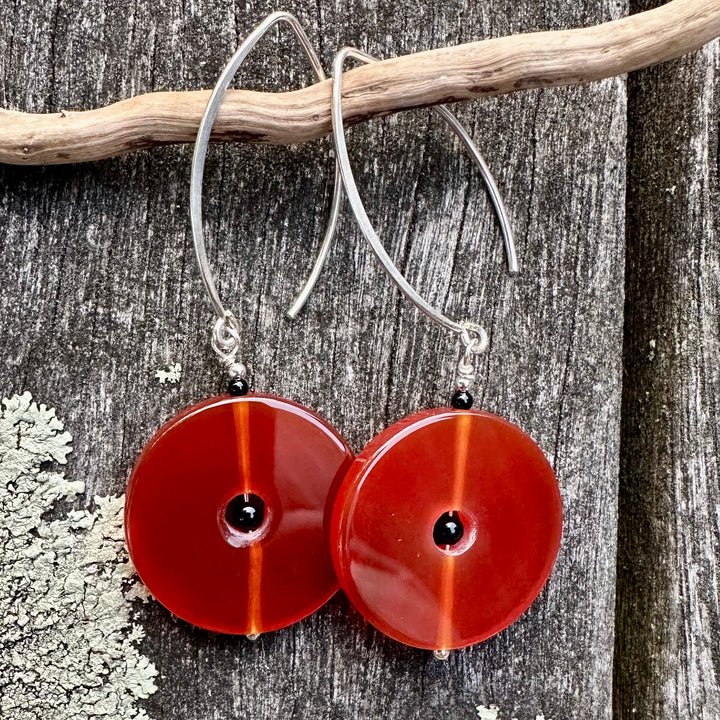 Carnelian disc earrings