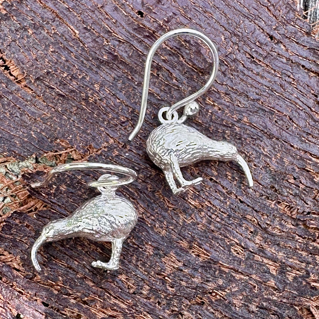 Sterling silver kiwi earrings