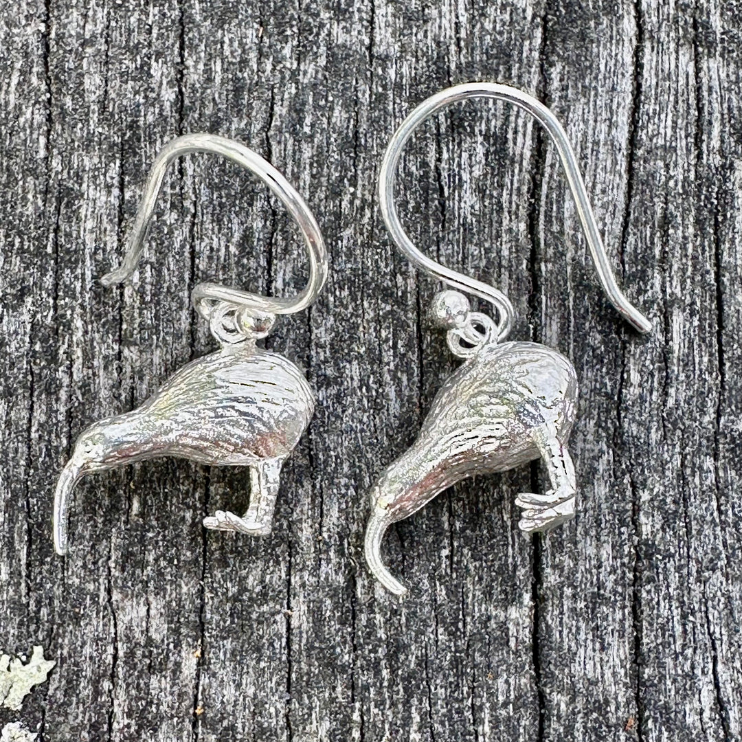 Sterling silver kiwi earrings