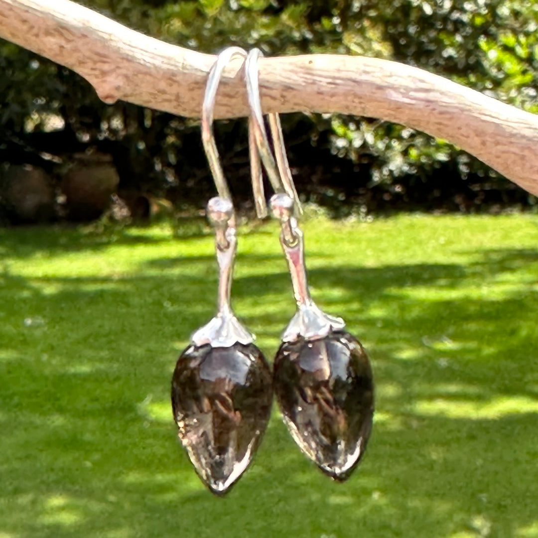 Wee smoky quartz drop earrings