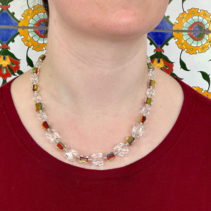 Vintage rainbow glass necklace