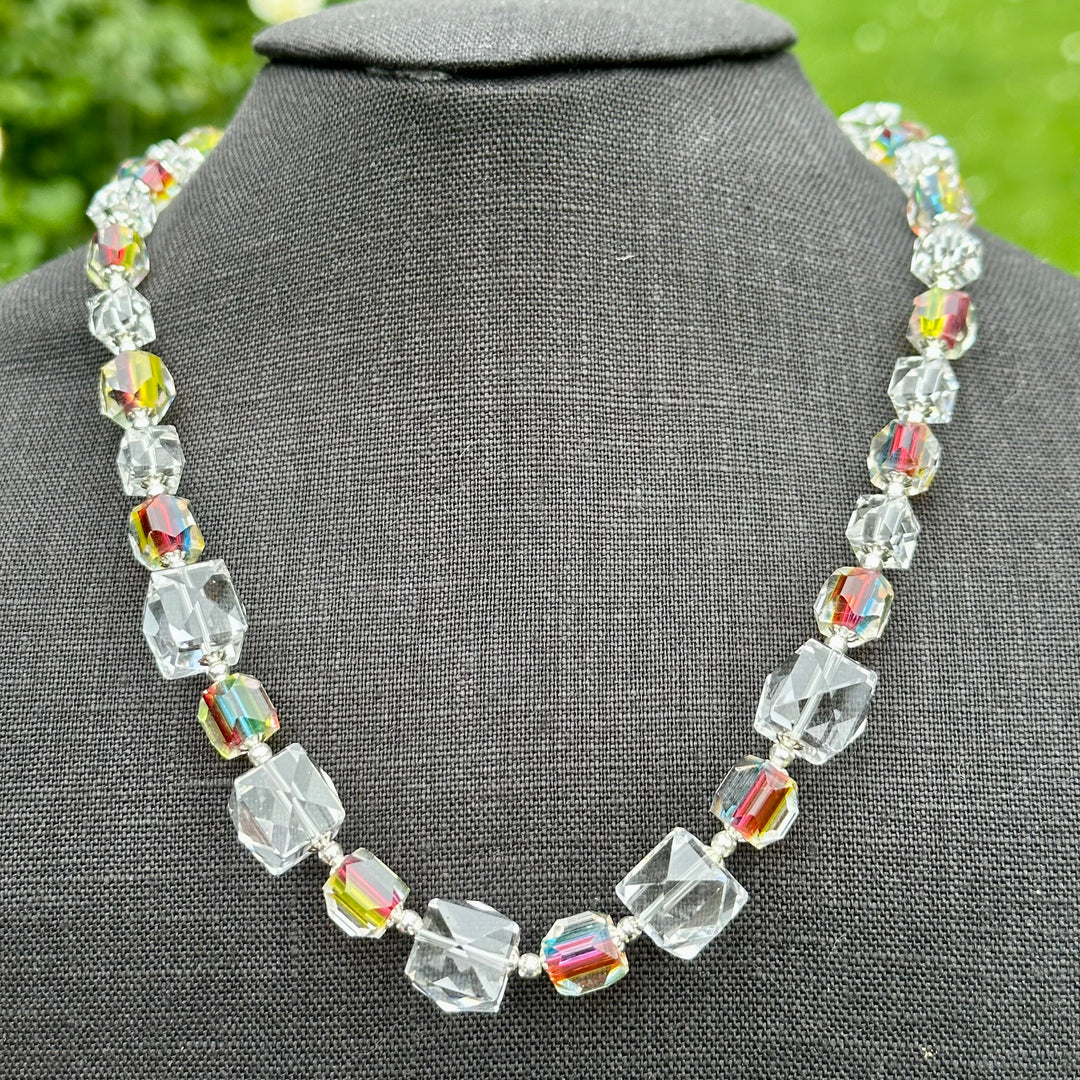 Vintage rainbow glass necklace