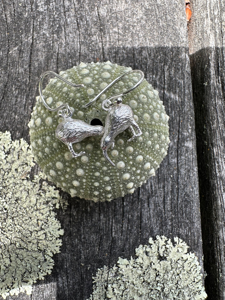 Sterling silver kiwi earrings