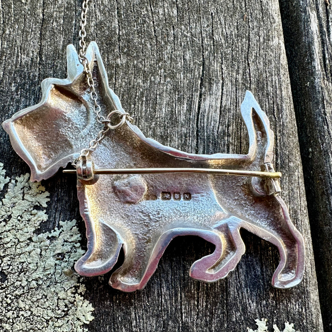 Vintage sterling silver Scottie brooch