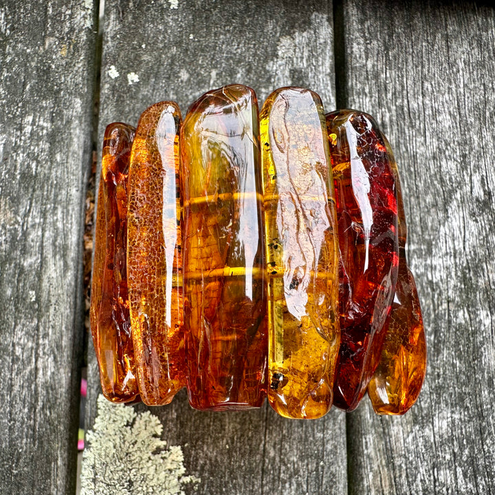 Cognac Baltic amber cuff bracelet