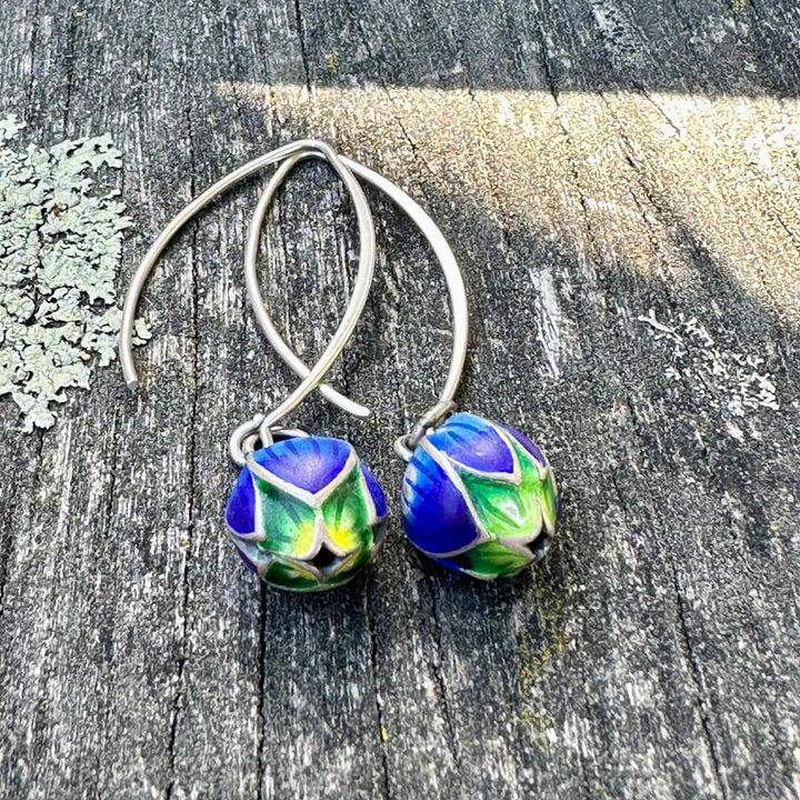 Enamel pod earrings
