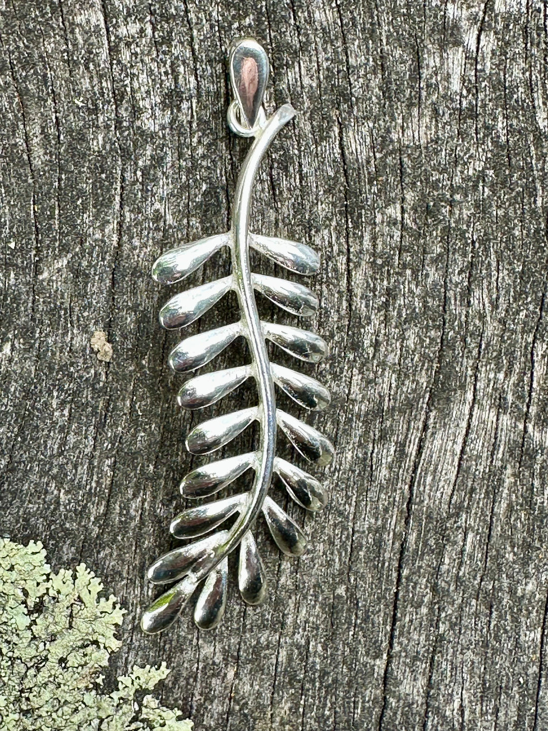 Large sterling silver fern pendant