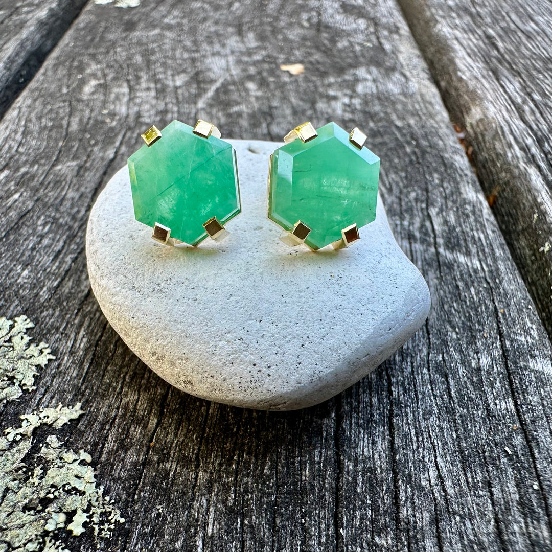 6.68ct Brazilian emerald studs