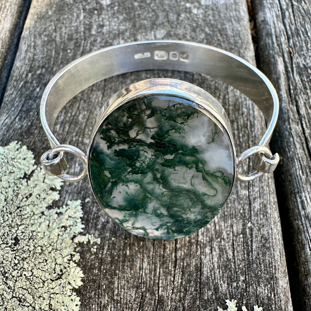 Vintage moss agate bangle