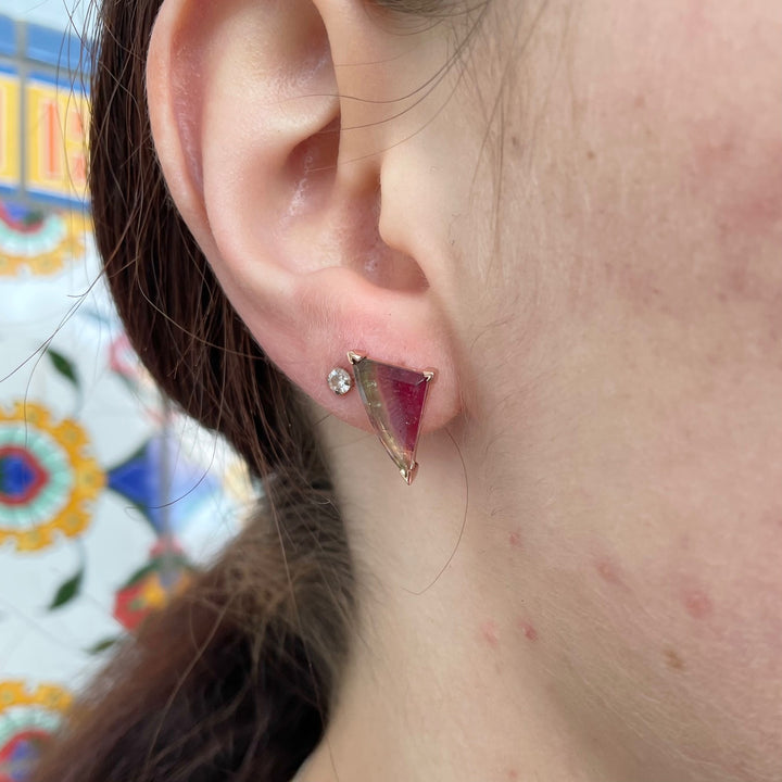 Brazilian watermelon tourmaline studs