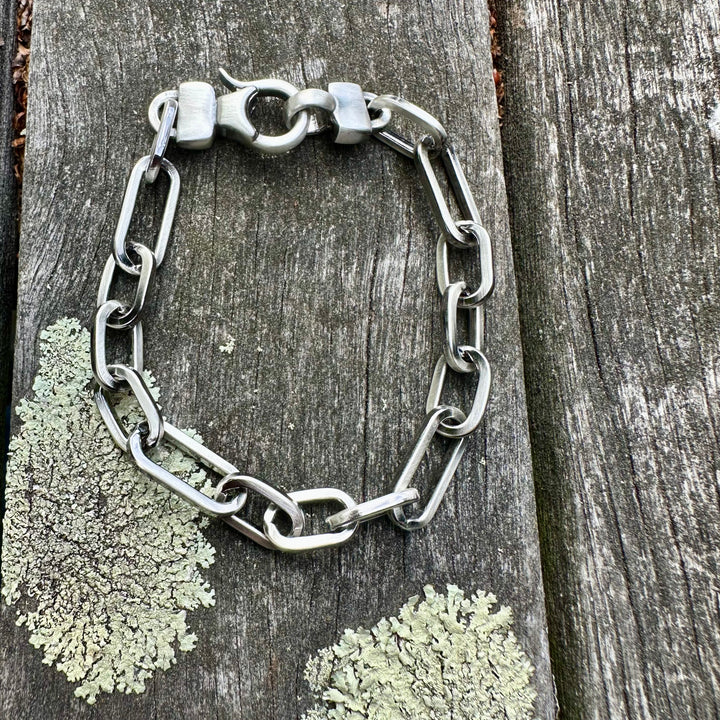 Heavy oxidised sterling silver bracelet