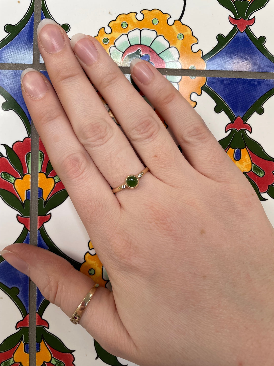 9ct Gold New Zealand greenstone (pounamu) LOVE ring