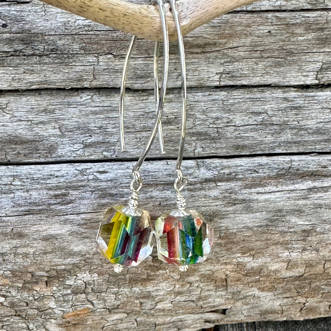 Vintage rainbow glass earrings