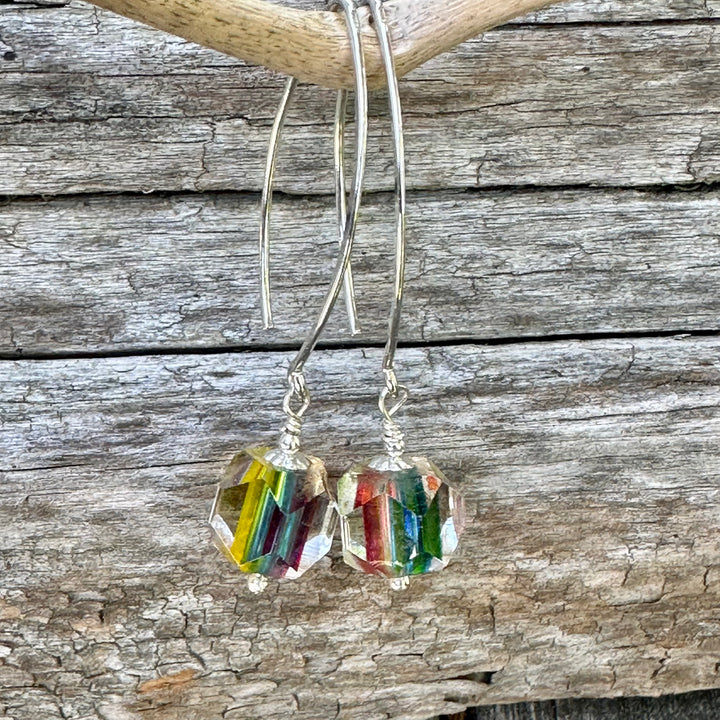 Vintage rainbow glass earrings