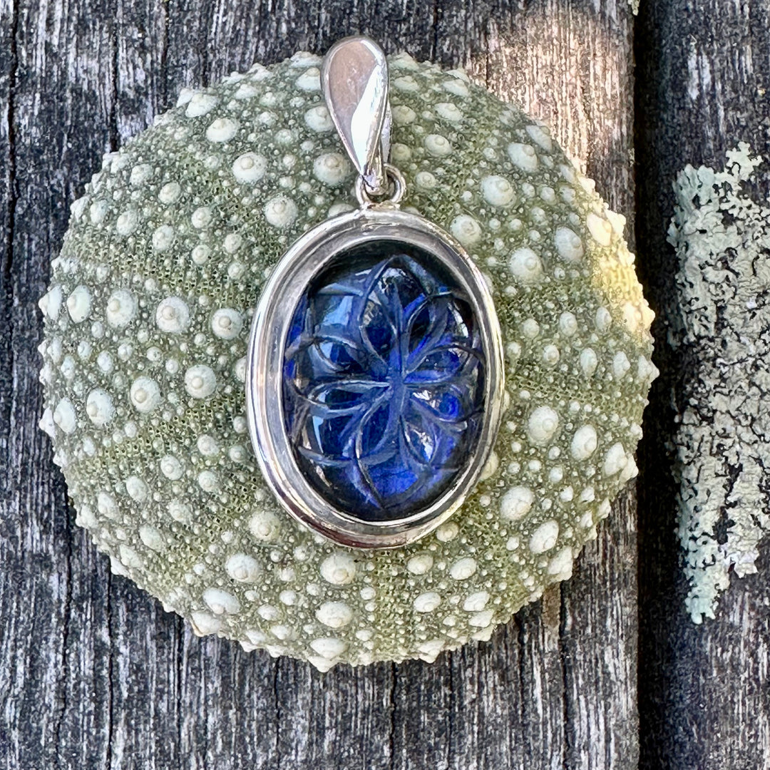 Carved labradorite pendant