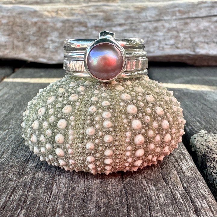 Pink freshwater pearl Unity ring